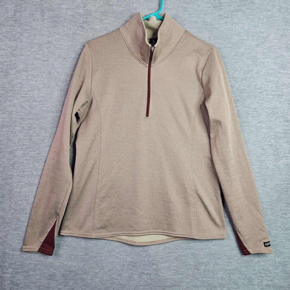 Kerrits Womens Quarter Zip Fleece Pullover Tan Riding Equestrian Size L USA Made